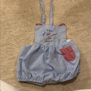 Blue Baby Romper with Embroidered Design